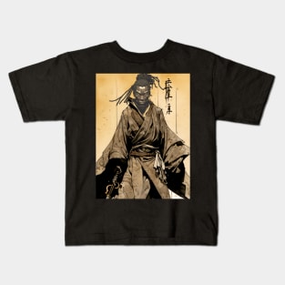 Yasuke Black Samurai in 1579 Feudal Japan No. 9 on a Dark Background Kids T-Shirt